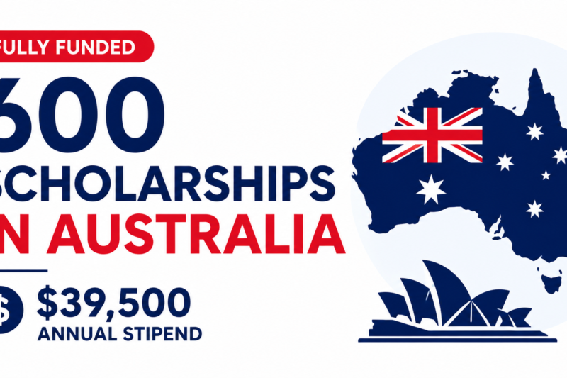 Fully Funded 600 Scholarships in Australia with $39,500 Annual Stipend