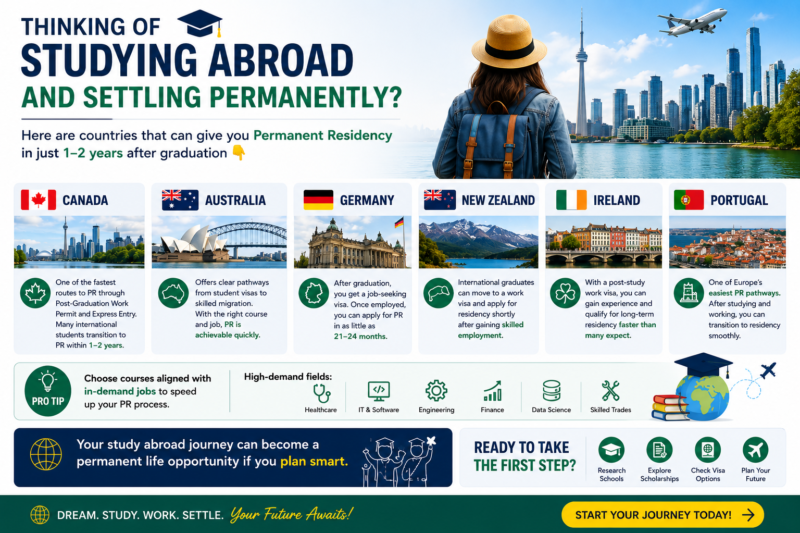 Top countries that can give you Permanent Residency in just 1–2 years after graduation