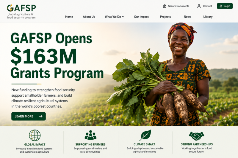 GAFSP Opens $163M Grants Program 2026 to Bolster Food Security for World’s Poorest Farmers. 2026