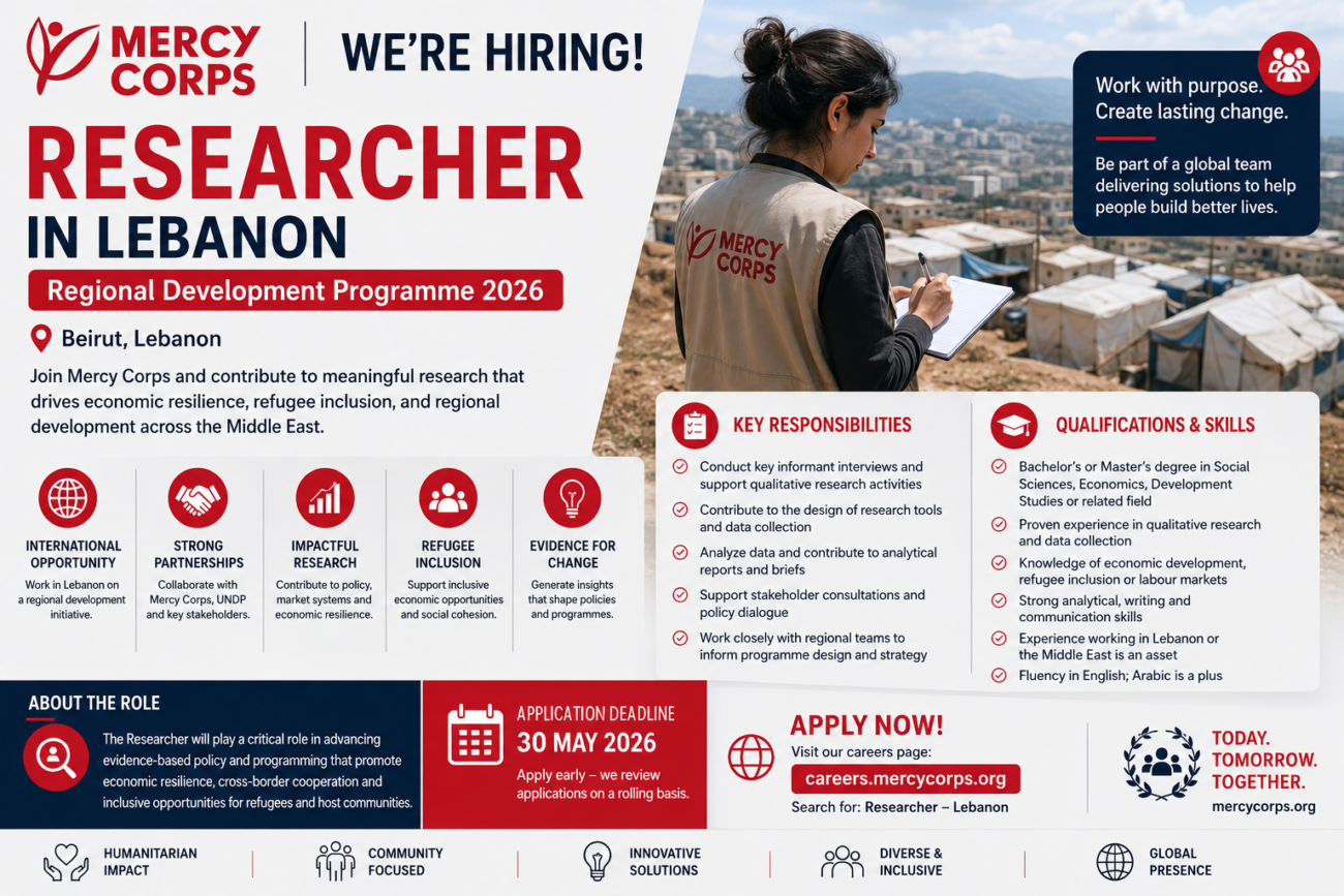 Mercy Corps Hiring Research Consultant in 2026 | International NGO Research Opportunity