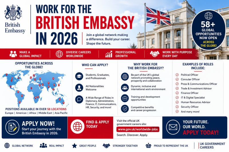 Work for the British Embassy in 2026 | 58+ Global Opportunities Now Open Across the globe! Apply Now