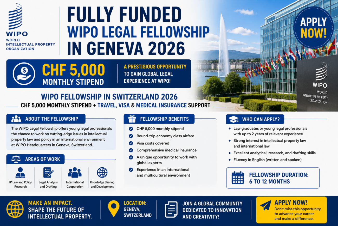 Fully Funded WIPO Legal Fellowship in Geneva 2026
