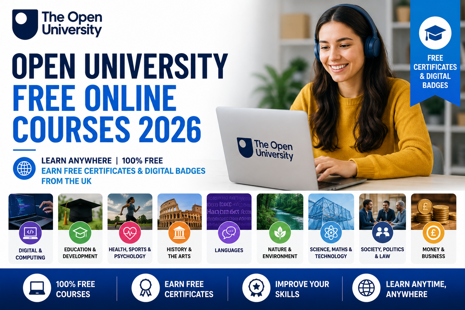Open University Free Online Courses 2026 | Earn Free Certificates and Digital Badges from the UK