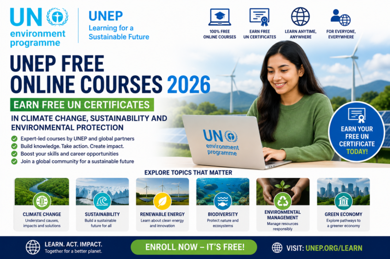 UNEP Free Online Courses 2026 | Earn Free UN Certificates in Climate Change, Sustainability and Environmental Protection