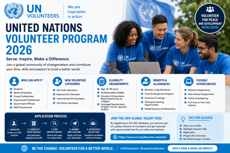 United Nations Volunteer Programme 2026 | Complete Guide to UNV Opportunities, Benefits and How to Apply
