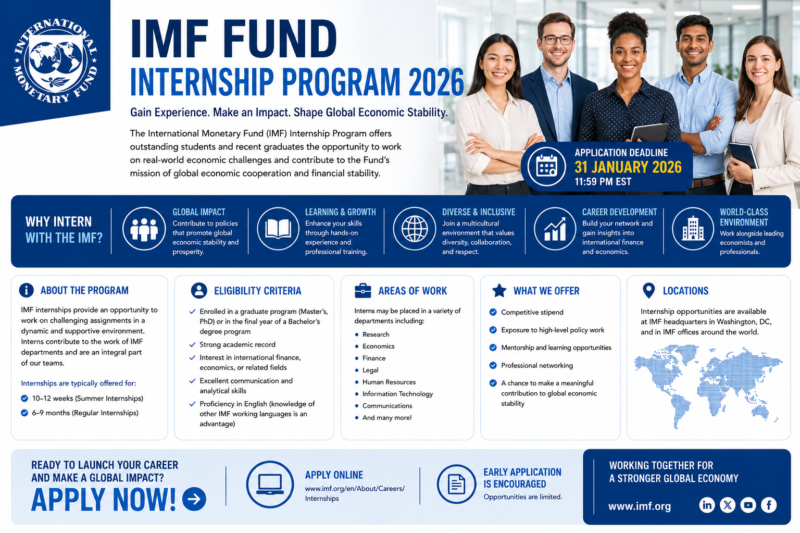 IMF Fund Internship Program 2026 | Paid Internship in Washington DC for PhD Students Worldwide. APPLY
