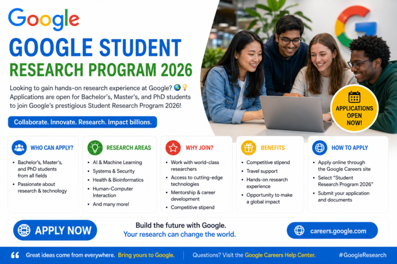 Google Student Researcher Program 2026 | Paid Research Opportunities for Bachelor's, Master's and PhD Students