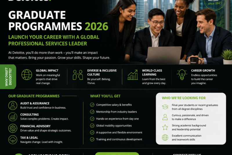 Deloitte Graduate Programmes 2026 | Launch Your Career with a Global Professional Services Leader
