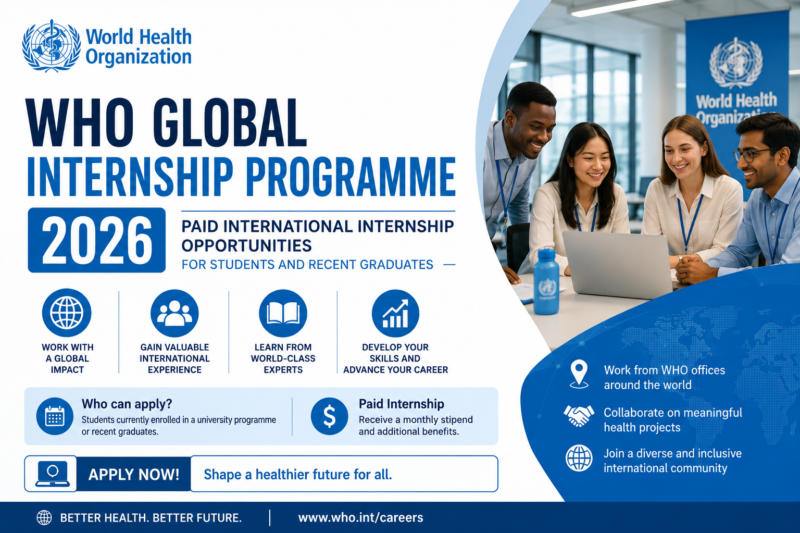 WHO Global Internship Programme 2026 | Paid International Internship Opportunities for Students and Recent Graduates