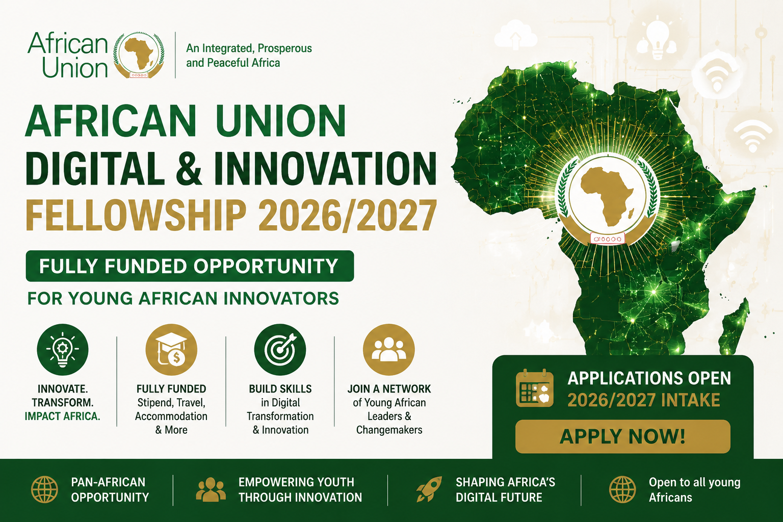 African Union Digital & Innovation Fellowship 2026/2027 | Fully Funded Opportunity for Young African Innovators