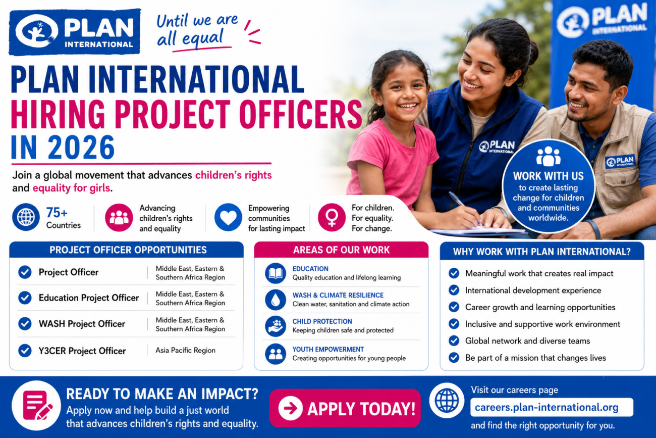 Plan International Hiring Project Officers in 2026