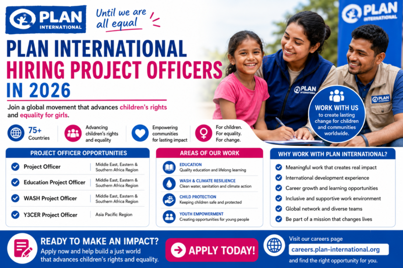 Plan International Hiring Project Officers in 2026