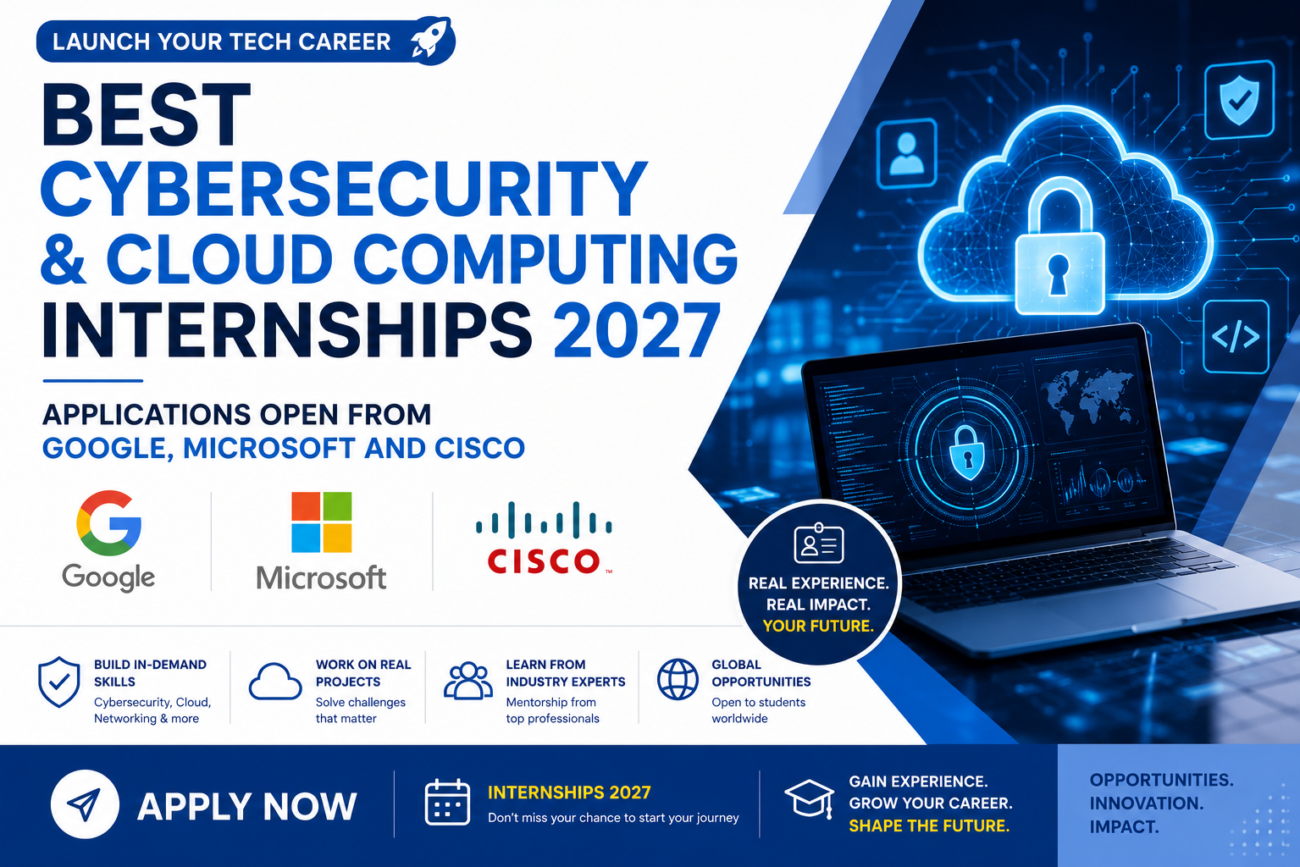 Best Cybersecurity and Cloud Computing Internships 2027 Applications Open from Google, Microsoft and Cisco
