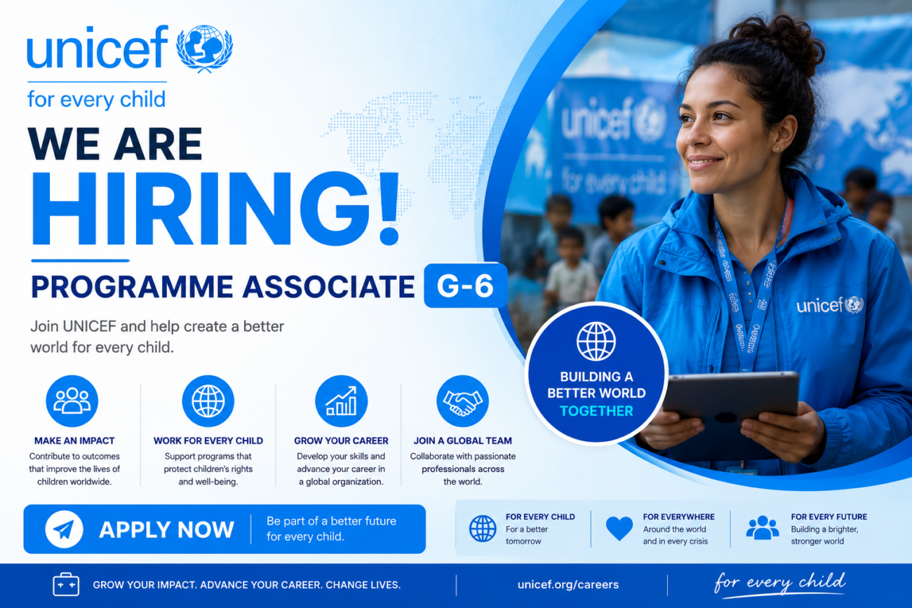 UNICEF Programme Associate G-6 Job Applications Open