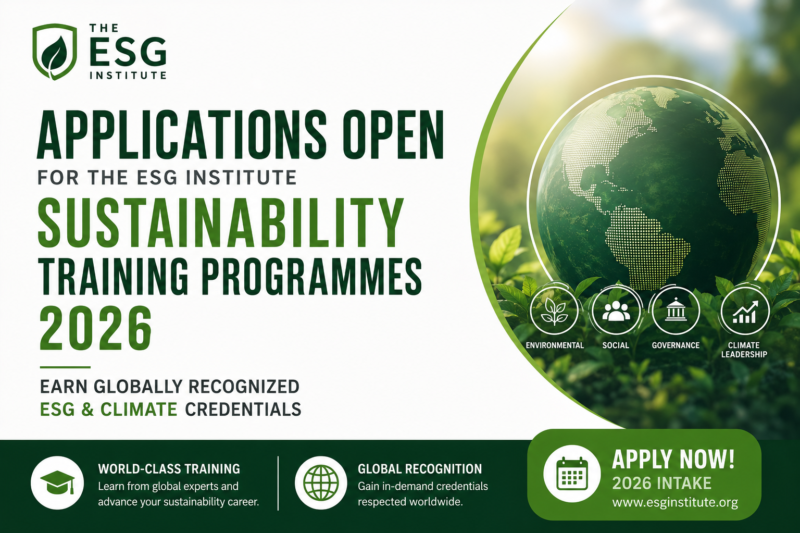 Applications Open for The ESG Institute Sustainability Training Programmes 2026 | Earn Globally Recognized ESG & Climate Credentials