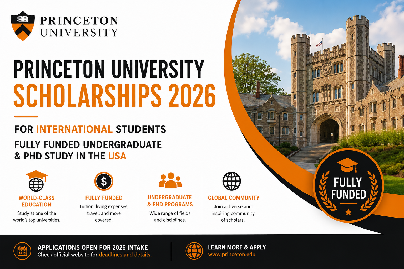 Princeton University Scholarships 2026 for International Students | Fully Funded Undergraduate & PhD Study in the USA