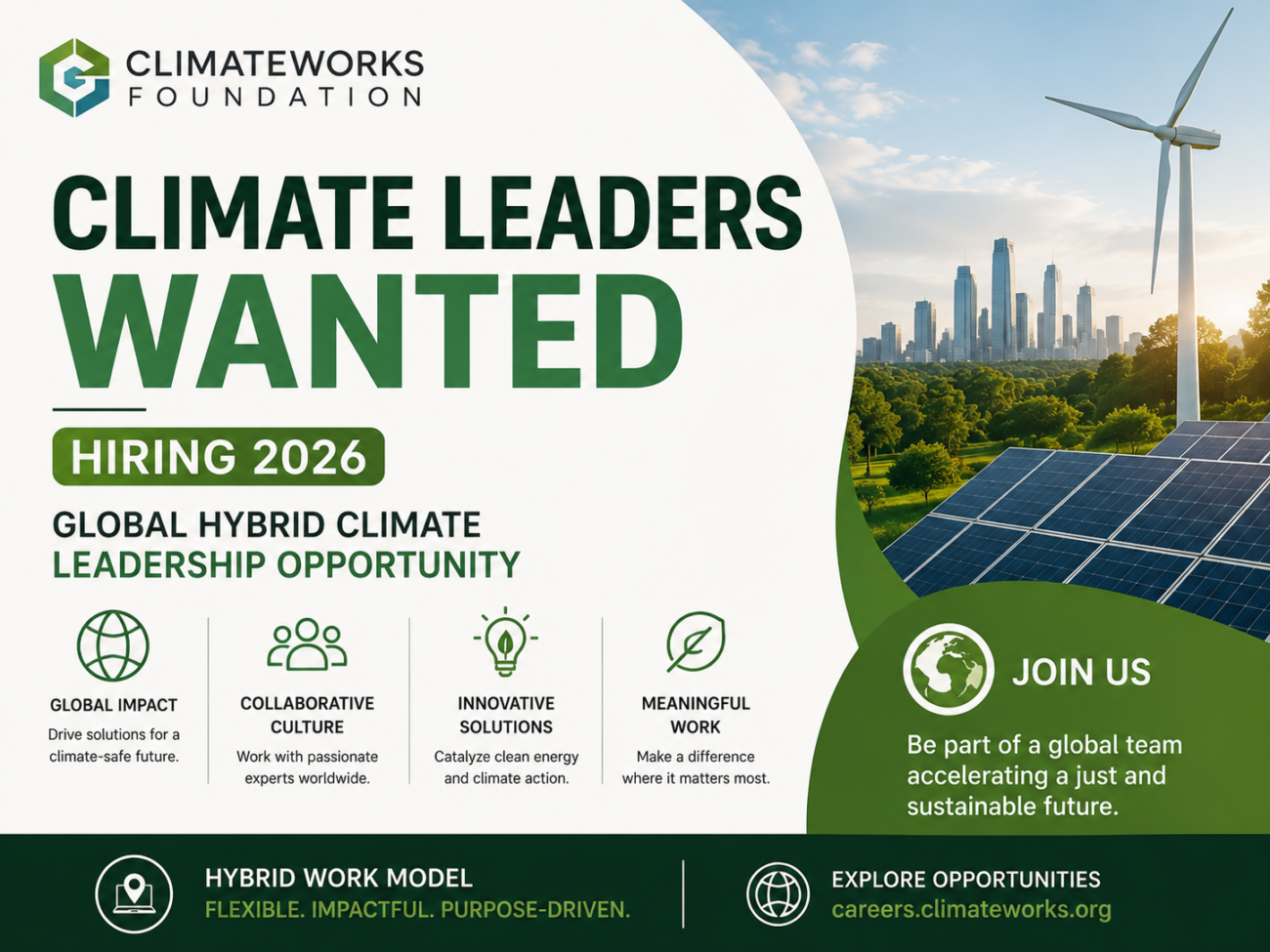 ClimateWorks Foundation Hiring 2026 | Global Hybrid Climate Leadership Opportunity