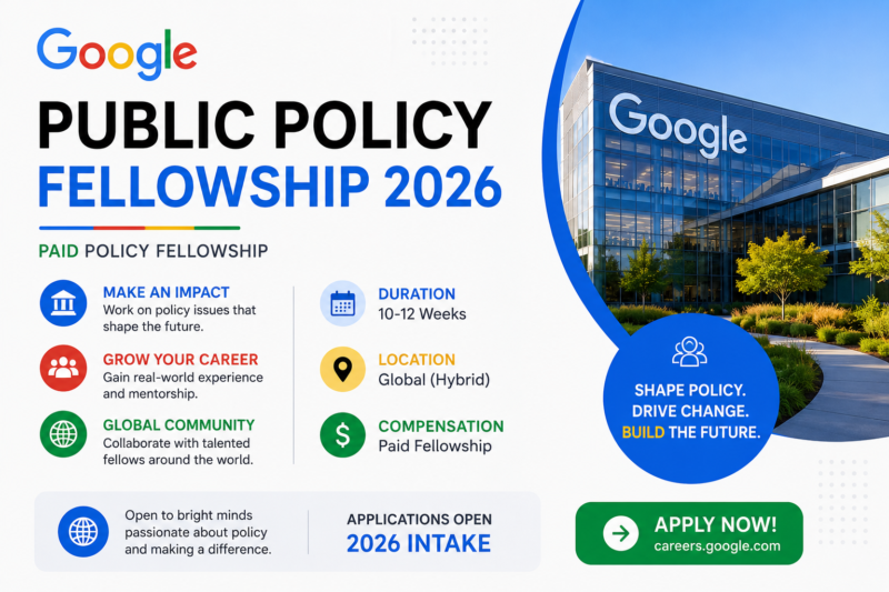 Google Public Policy Fellowship 2026 | Paid Policy Fellowship for Undergraduate, Graduate & Law Students