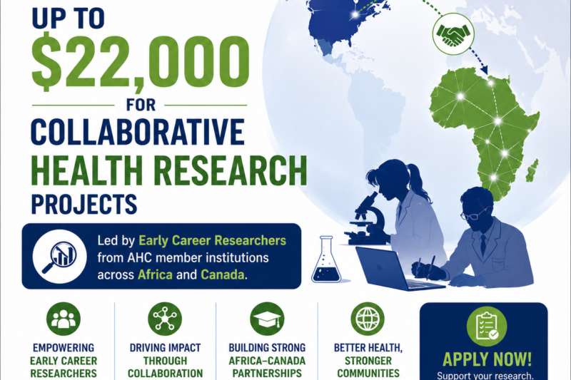 Africa-Canada Health Research Collaboration Grant 2027: US$22,000 Available For Early Career Researchers