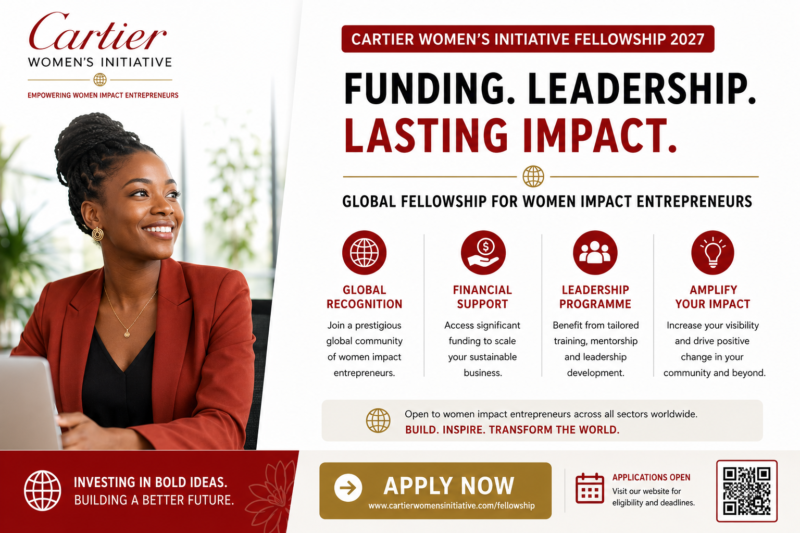 Cartier Women’s Initiative Fellowship 2027 | Global Funding, Leadership Programme & Fellowship for Women Impact Entrepreneurs