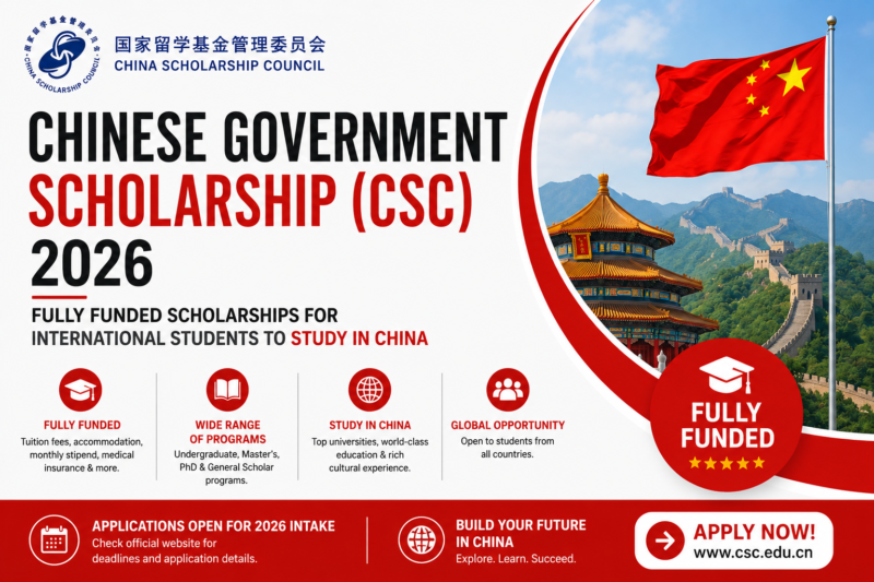 Chinese Government Scholarship (CSC) 2026 | Fully Funded Scholarships for International Students to Study in China
