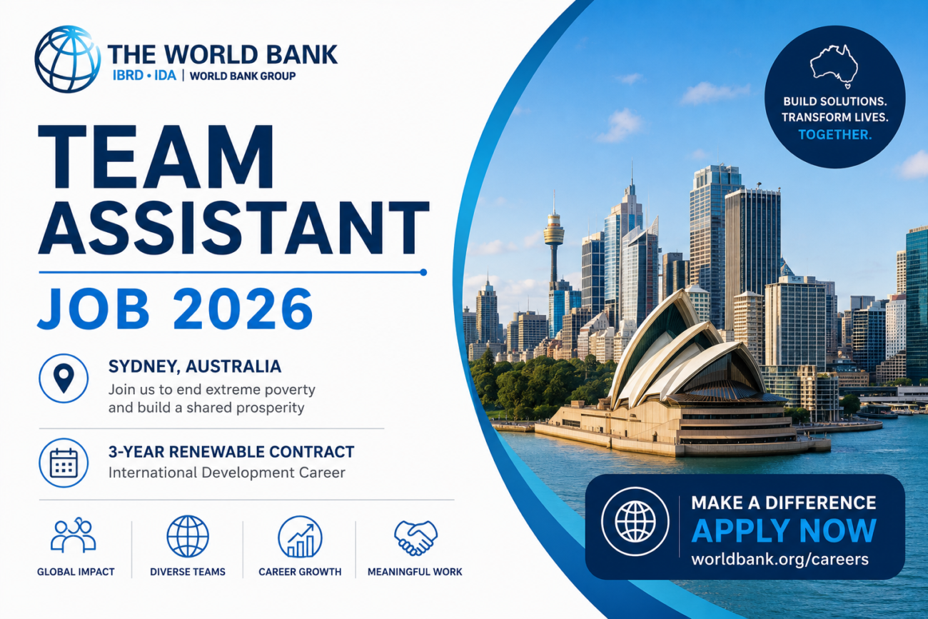 World Bank Team Assistant Job 2026 | Sydney, Australia | 3-Year Renewable International Development Career