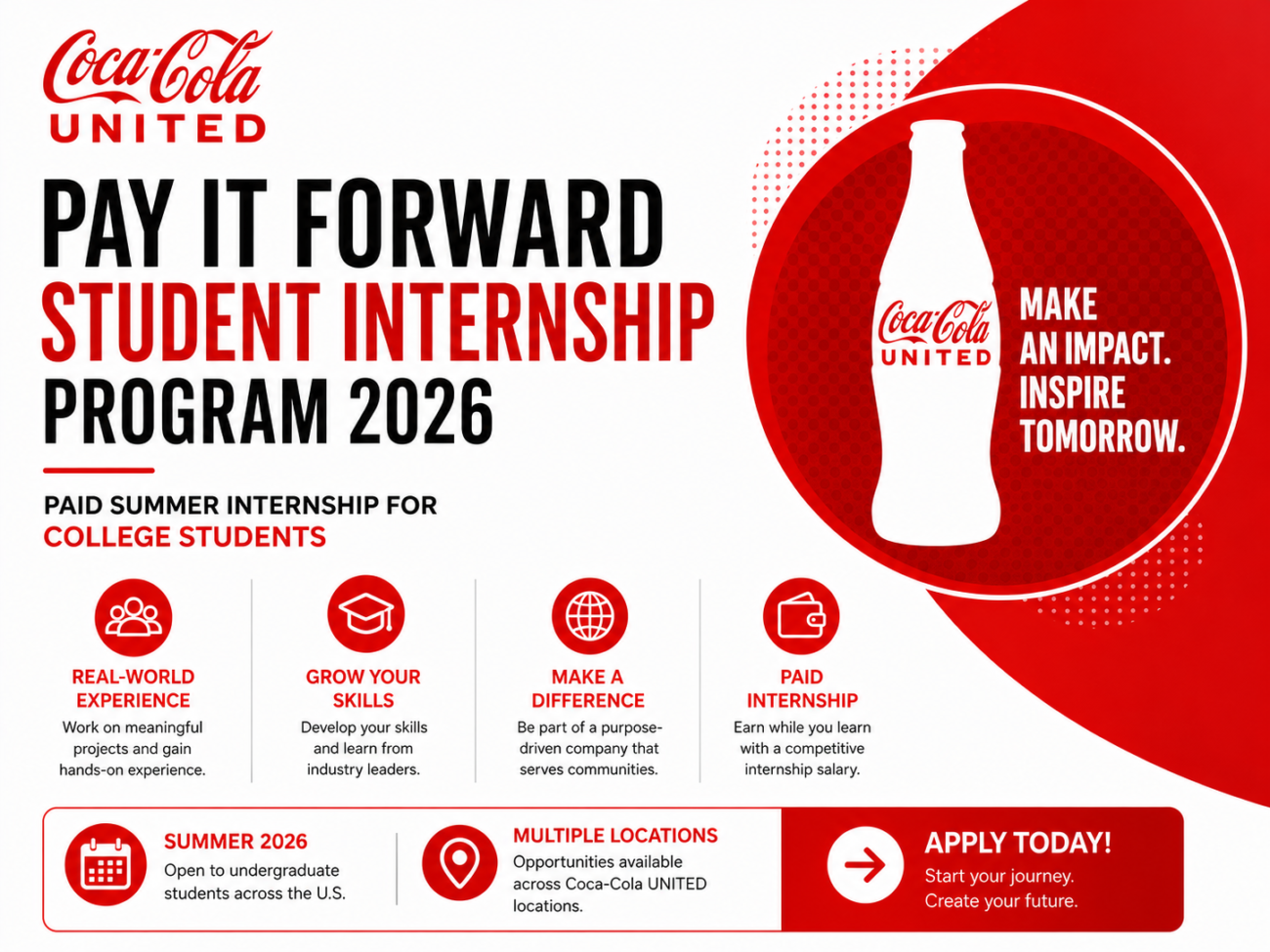 Coca-Cola UNITED Pay It Forward Internship Program 2026 | Paid Summer Internship