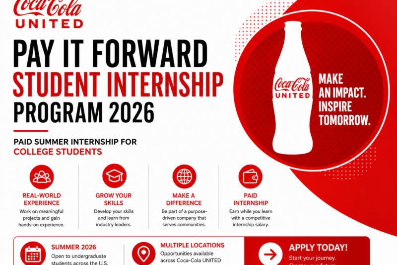 Coca-Cola UNITED Pay It Forward Internship Program 2026 | Paid Summer Internship