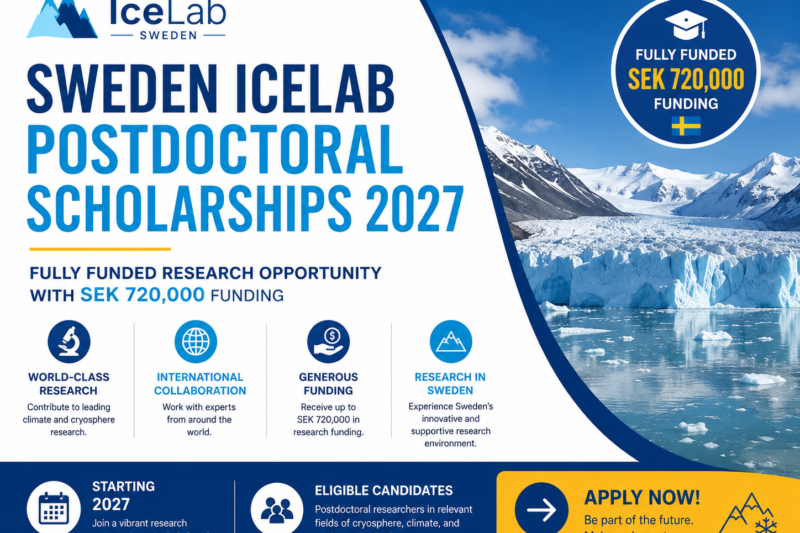 Sweden IceLab Postdoctoral Scholarships 2027 | Fully Funded Research Opportunity with SEK 720,000 Annual Funding
