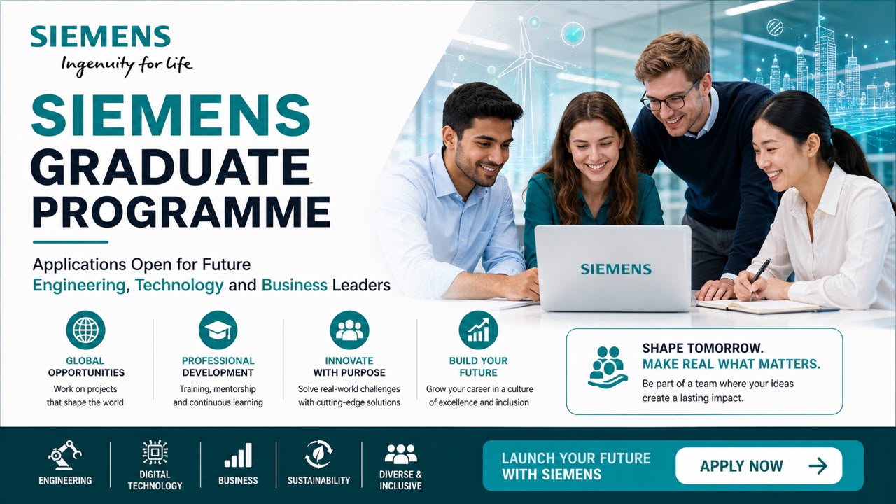 Siemens Graduate Program 2027 | Global 2-Year Leadership Program for Master's Graduates with International Rotations