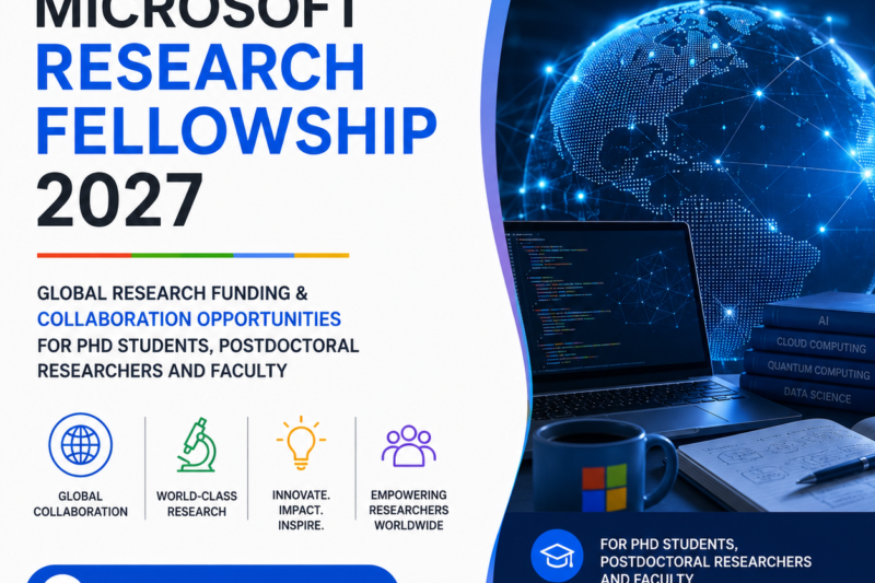 Microsoft Research Fellowship 2027 | Global Research Funding & Collaboration Opportunities for PhD Students, Postdoctoral Researchers and Faculty