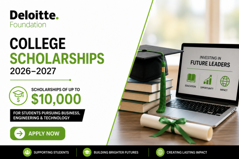 Deloitte Foundation College Scholarships 2026–2027 | Scholarships of $2,000–$10,000 for Students Pursuing Business, Engineering & Technology
