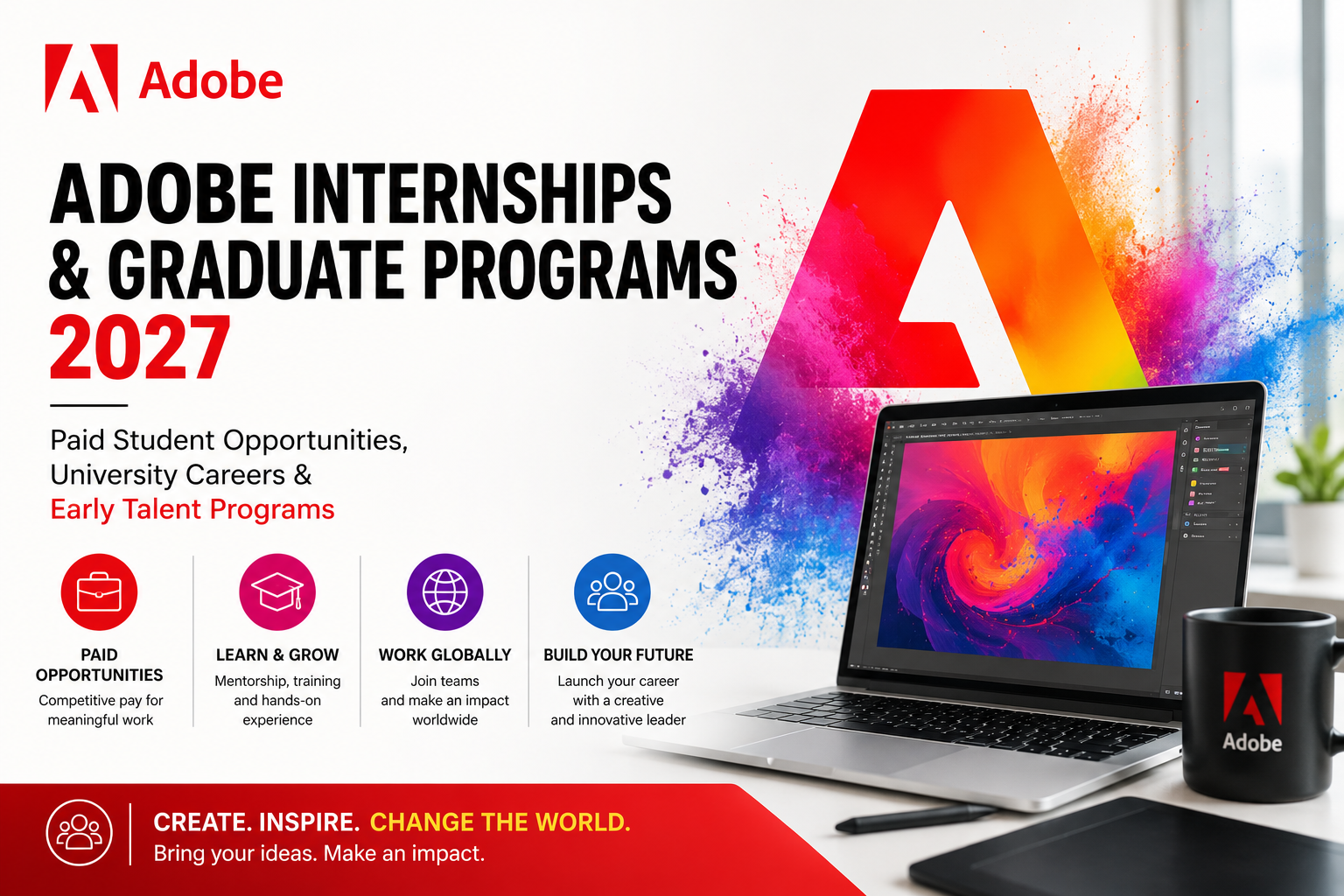 Adobe Internships & Graduate Programs 2027 | Paid Student Opportunities, University Careers & Early Talent Programs