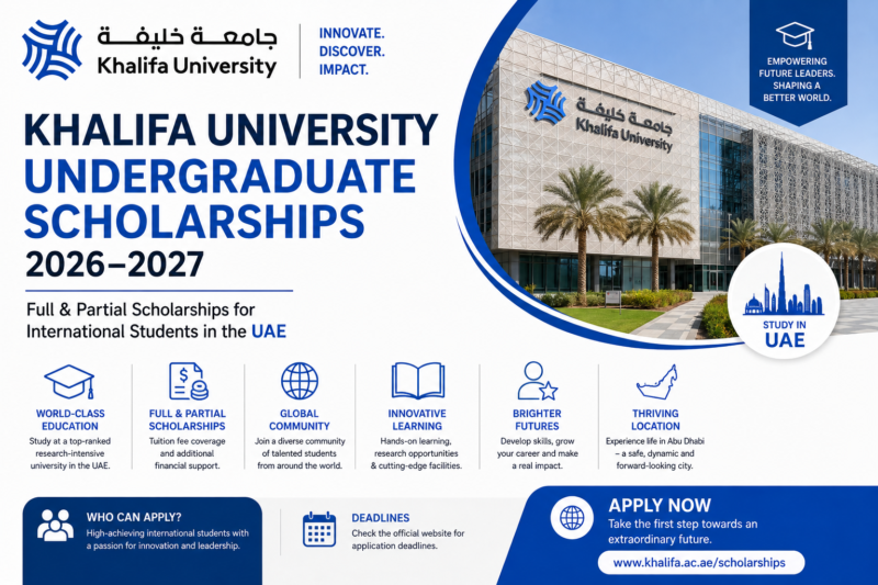 Khalifa University Undergraduate Scholarships 2026–2027 | Full & Partial Scholarships for International Students in the UAE