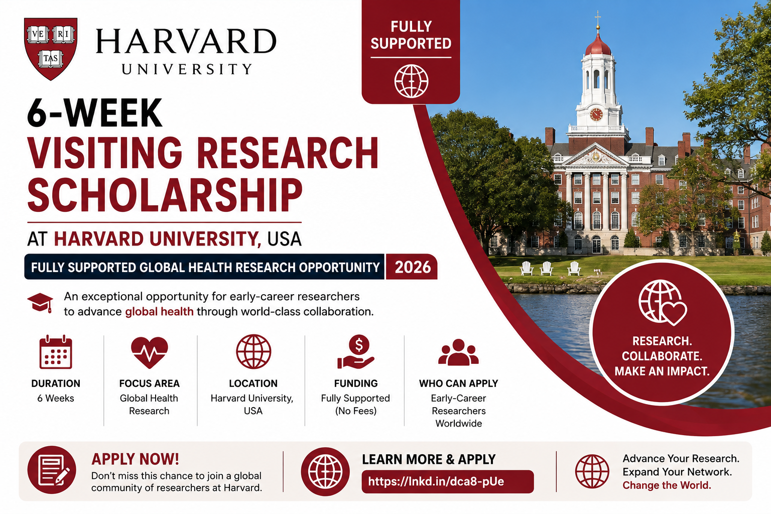6-Week Visiting Research Scholarship at Harvard University, USA | Fully Supported Global Health Research Opportunity 2026