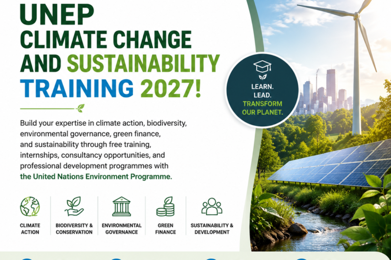 UNEP Climate Change and Sustainability Training 2027: Free Courses, Internships and Professional Development Opportunities