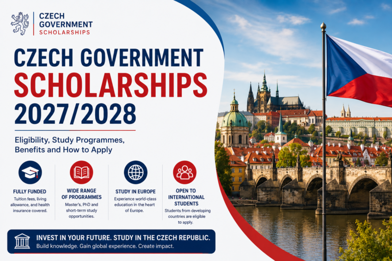 🇨🇿 Czech Government Scholarships 2027/2028: Eligibility, Study Programmes, Benefits and How to Apply