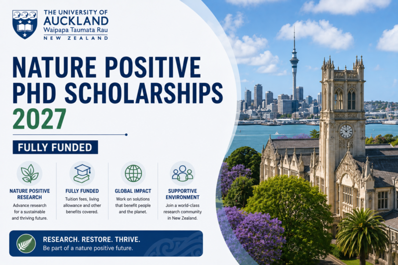 University of Auckland Nature Positive PhD Scholarships 2027 (Fully Funded)
