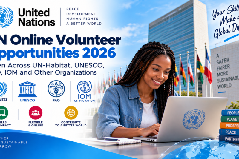 🌍 UN Online Volunteer Opportunities 2026 Open Across UN-Habitat, UNESCO, FAO, IOM and Other Organizations
