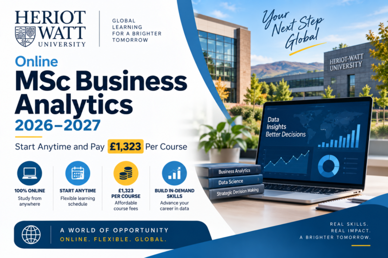 Heriot-Watt University Online MSc Business Analytics 2026–2027: Start Anytime and Pay £1,323 Per Course
