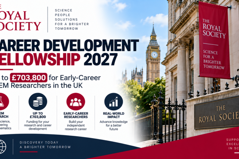 Royal Society Career Development Fellowship 2027 — Up to £703,800 for Early-Career STEM Researchers in the UK