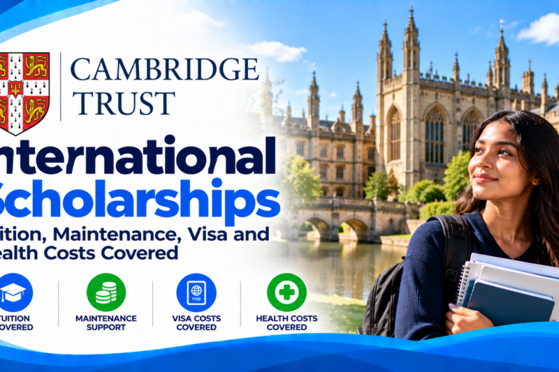 Cambridge Trust International Scholarships: Tuition, Maintenance, Visa and Health Costs Covered