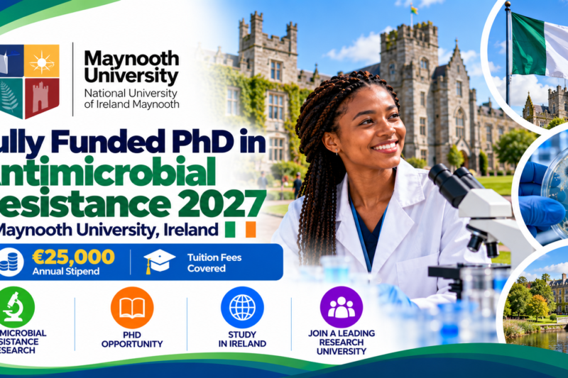 Fully Funded PhD in Antimicrobial Resistance 2027 at Maynooth University, Ireland 🇮🇪 | €25,000 Annual Stipend + Tuition Fees