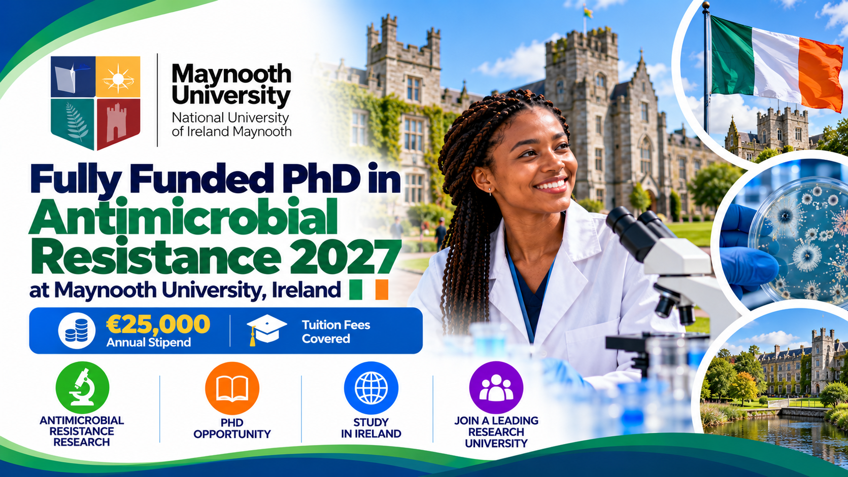 Fully Funded PhD in Antimicrobial Resistance 2027 at Maynooth University, Ireland 🇮🇪 | €25,000 Annual Stipend + Tuition Fees