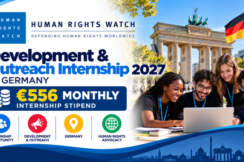 Human Rights Watch Development & Outreach Internship 2027 in Germany: Earn €556 Monthly 🇩🇪🌍