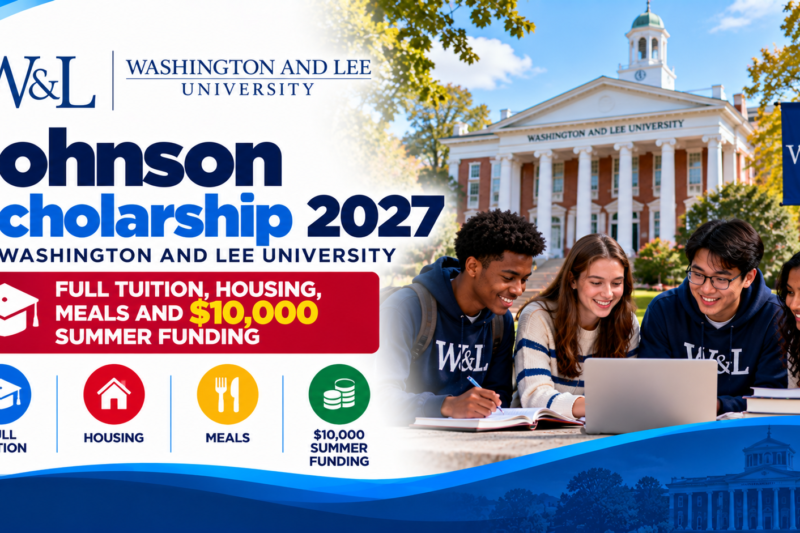 Johnson Scholarship 2027 at Washington and Lee University: Full Tuition, Housing, Meals and $10,000 Summer Funding 🇺🇸🎓