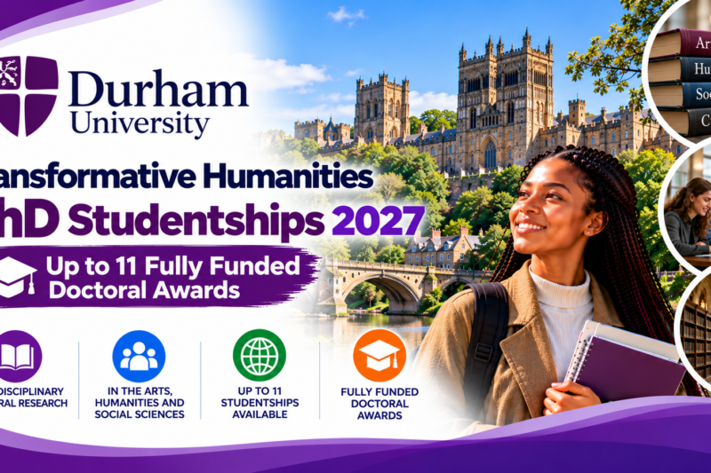 Durham University Transformative Humanities PhD Studentships 2027: Up to 11 Fully Funded Doctoral Awards